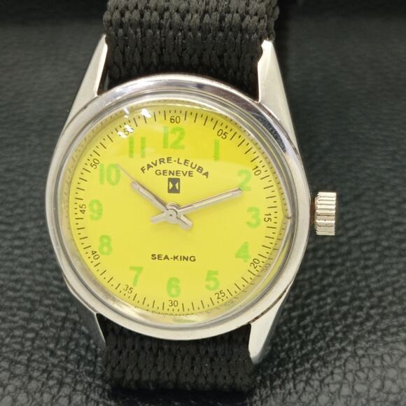 Vintage 1980 Favre Leuba Manual Mens Silver Watch W/Nato Strap - Picture 3 of 8